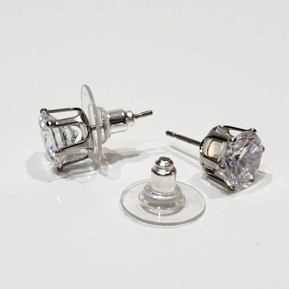 Beautiful Round Cut 4 CTW Brilliant Cubic Zirconia Stud Earrings - Picture 9 of 10